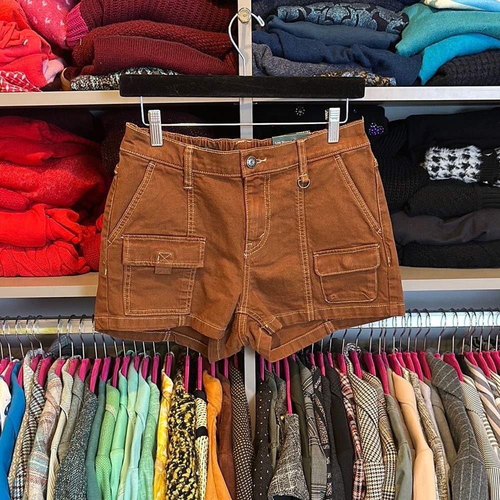 Wild Fable brown 4 pocket back elastic waistband 3” inseam shorts size S NWT